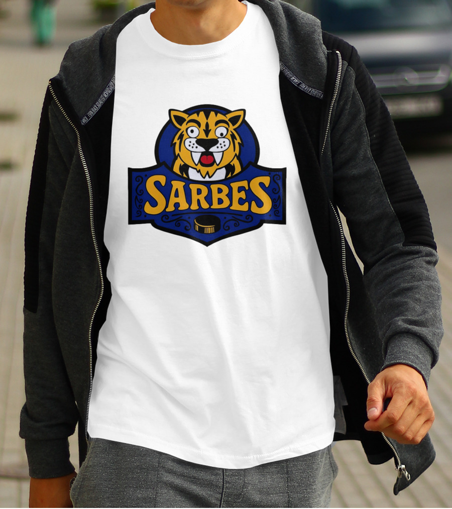 Buffalo Sarbes Hockey Tiger Mascot With Puck T-Shirt