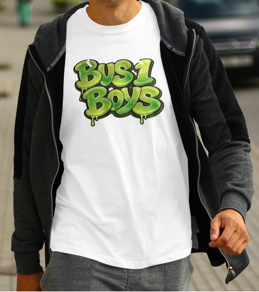 Bus 1 Boys Dripping Green Graffiti T-Shirt