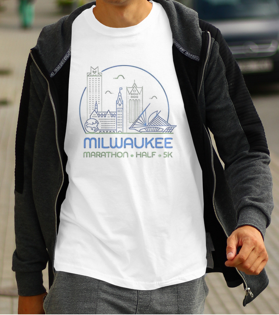 Milwaukee Marathon Half 5K Skyline Race Event T-Shirt