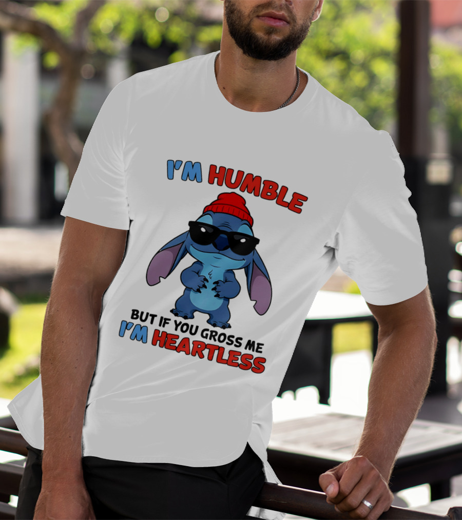 I'm Humble But If You Gross Me I'm Heartless Stitch Sunglasses Red Beanie T-Shirt