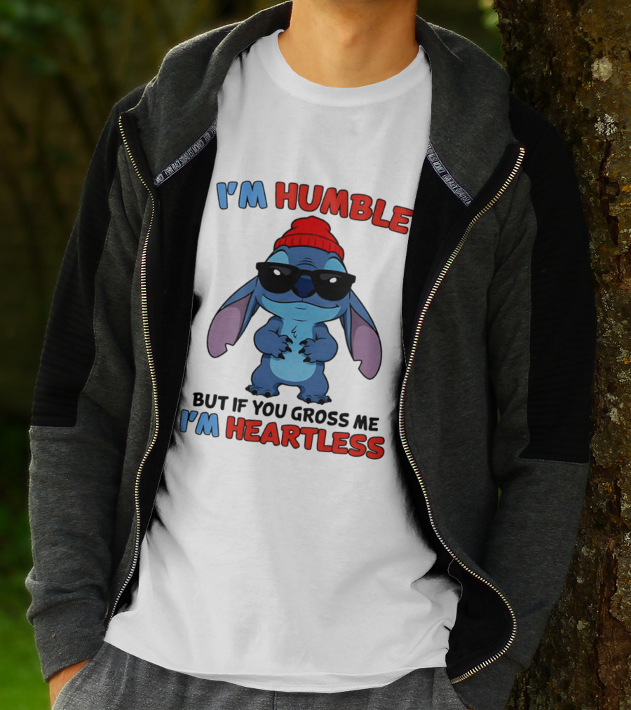 I'm Humble But If You Gross Me I'm Heartless Stitch Sunglasses Red Beanie T-Shirt