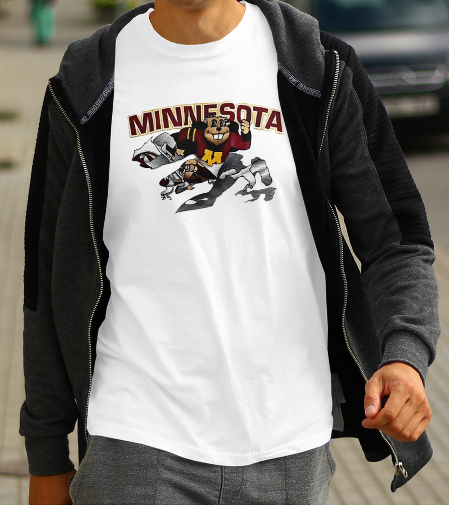 Minnesota Golden Gophers Mascot Bursting Through T-Shirt