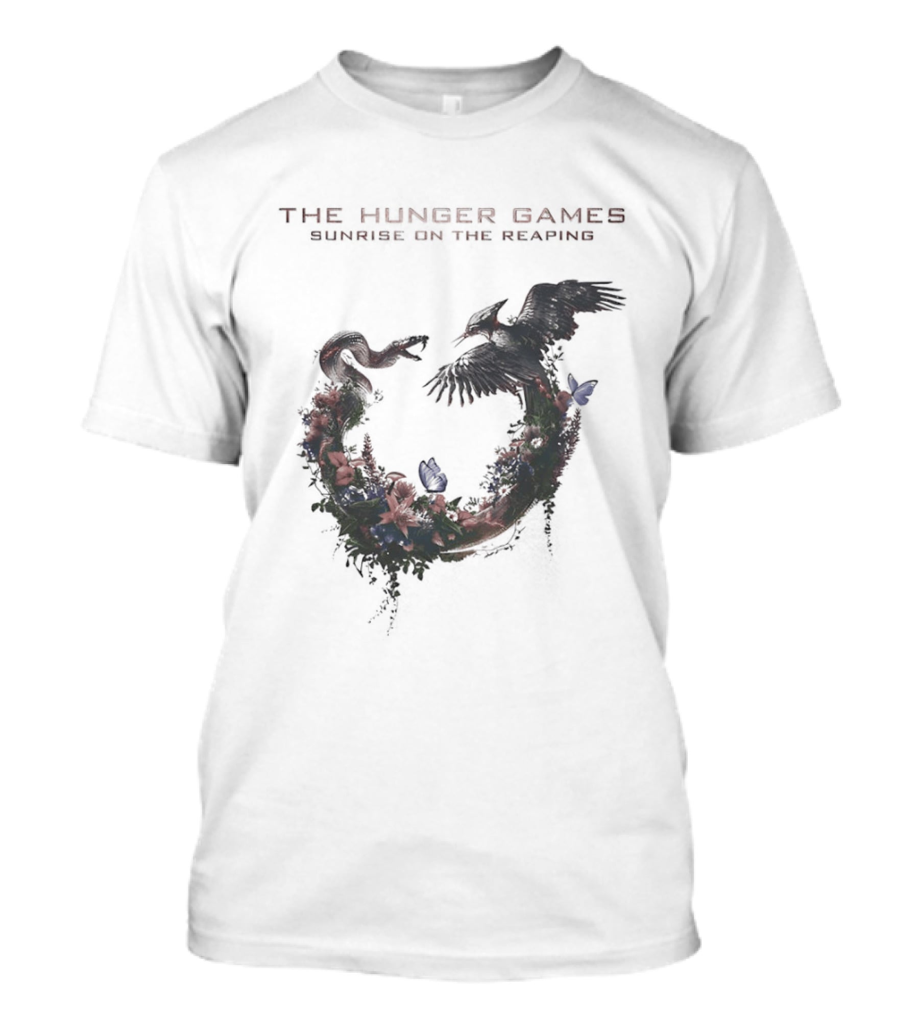 The Hunger Games Sunrise On The Reaping Snake And Bird Wreath T-Shirt