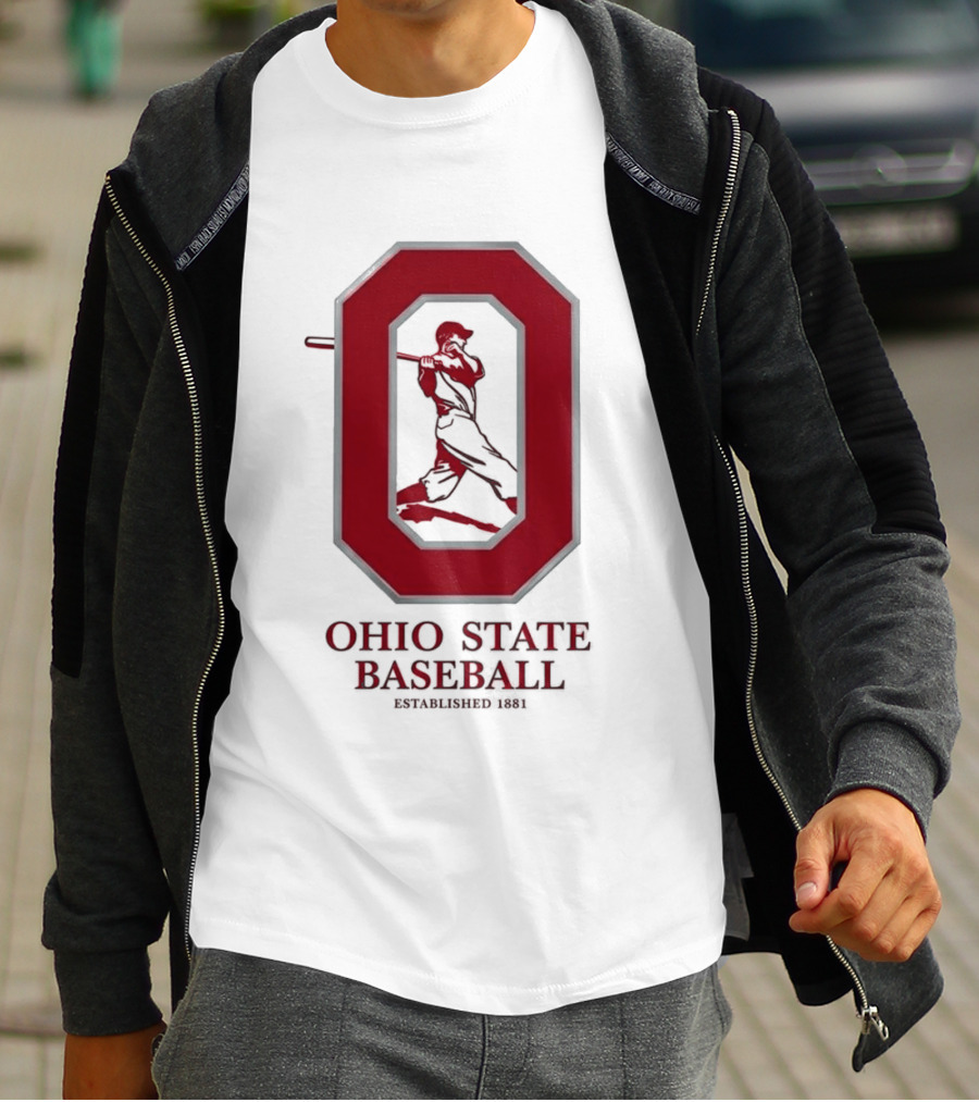 Ohio State Baseball Established 1881 Buckeyes Iconic "O" And Batter T-Shirt