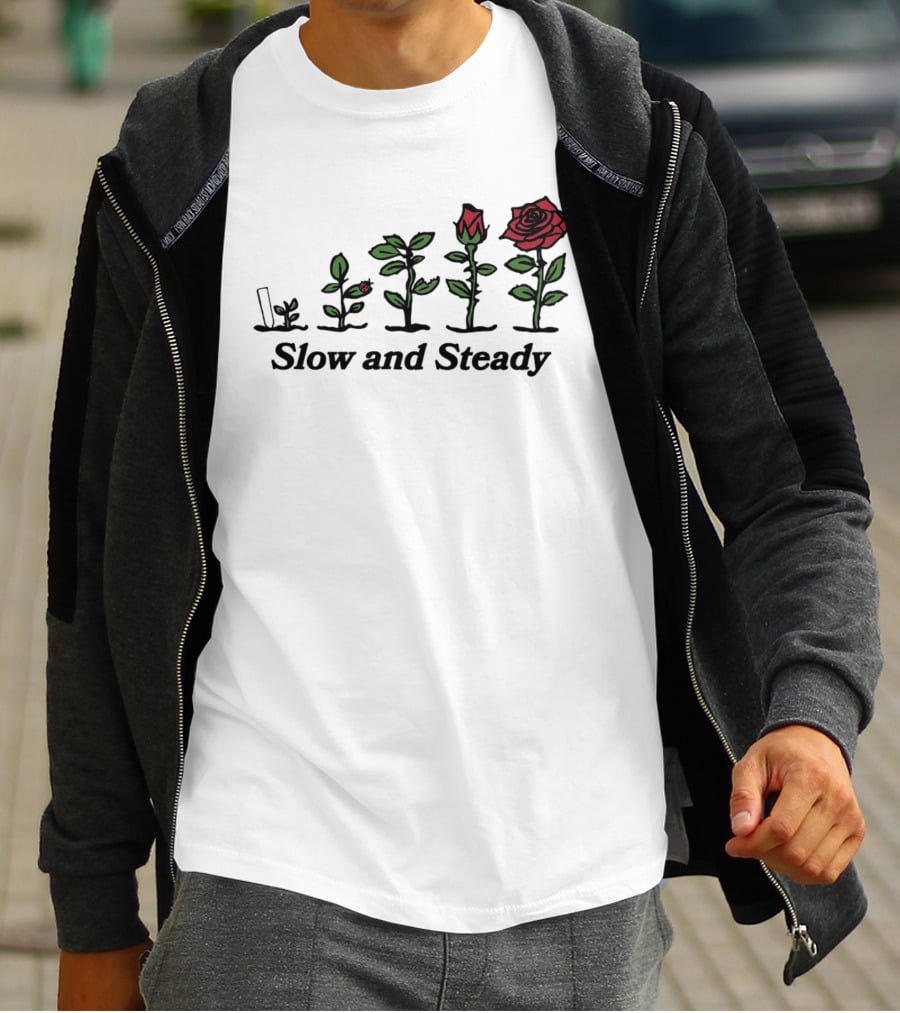 Slow And Steady Rose Growth Progression With Ladybug T-Shirt