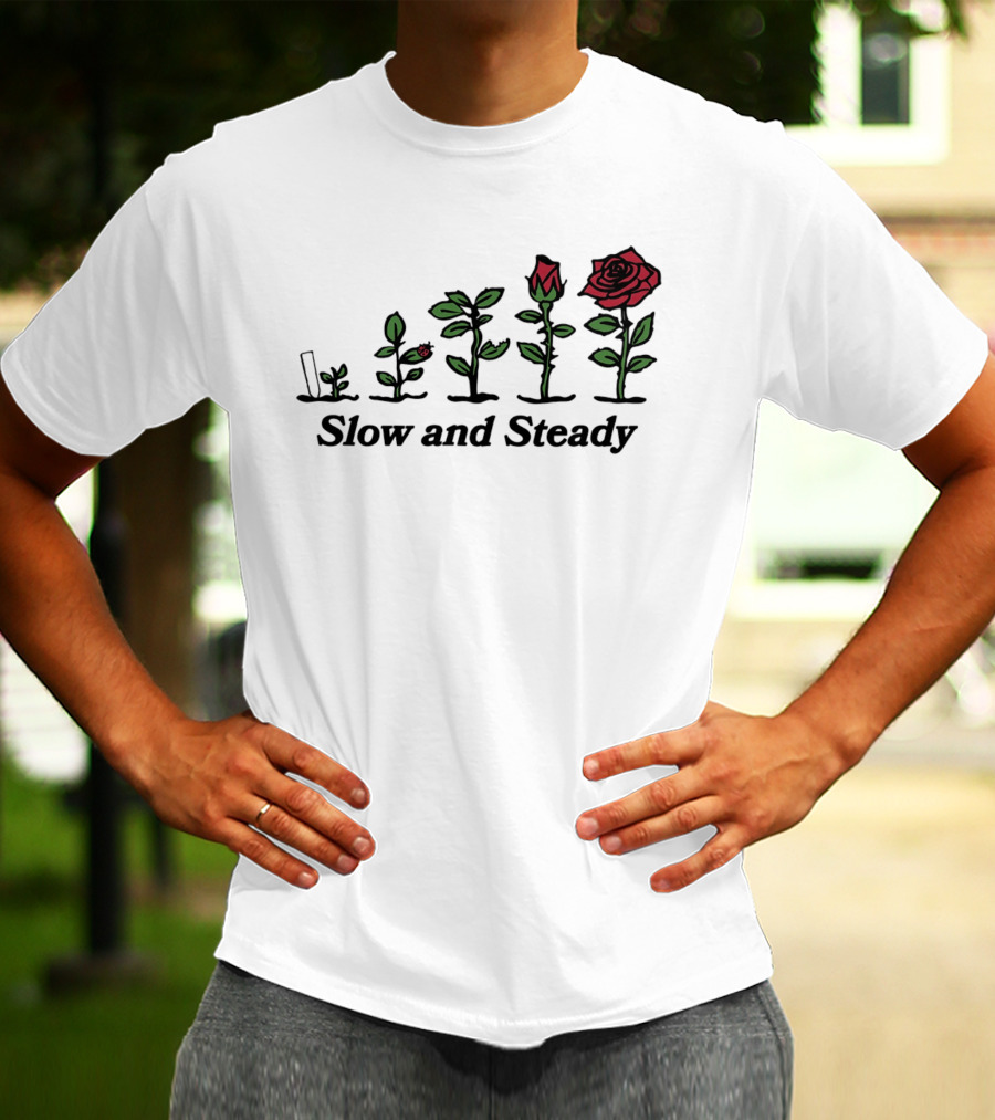 Slow And Steady Rose Growth Progression With Ladybug T-Shirt
