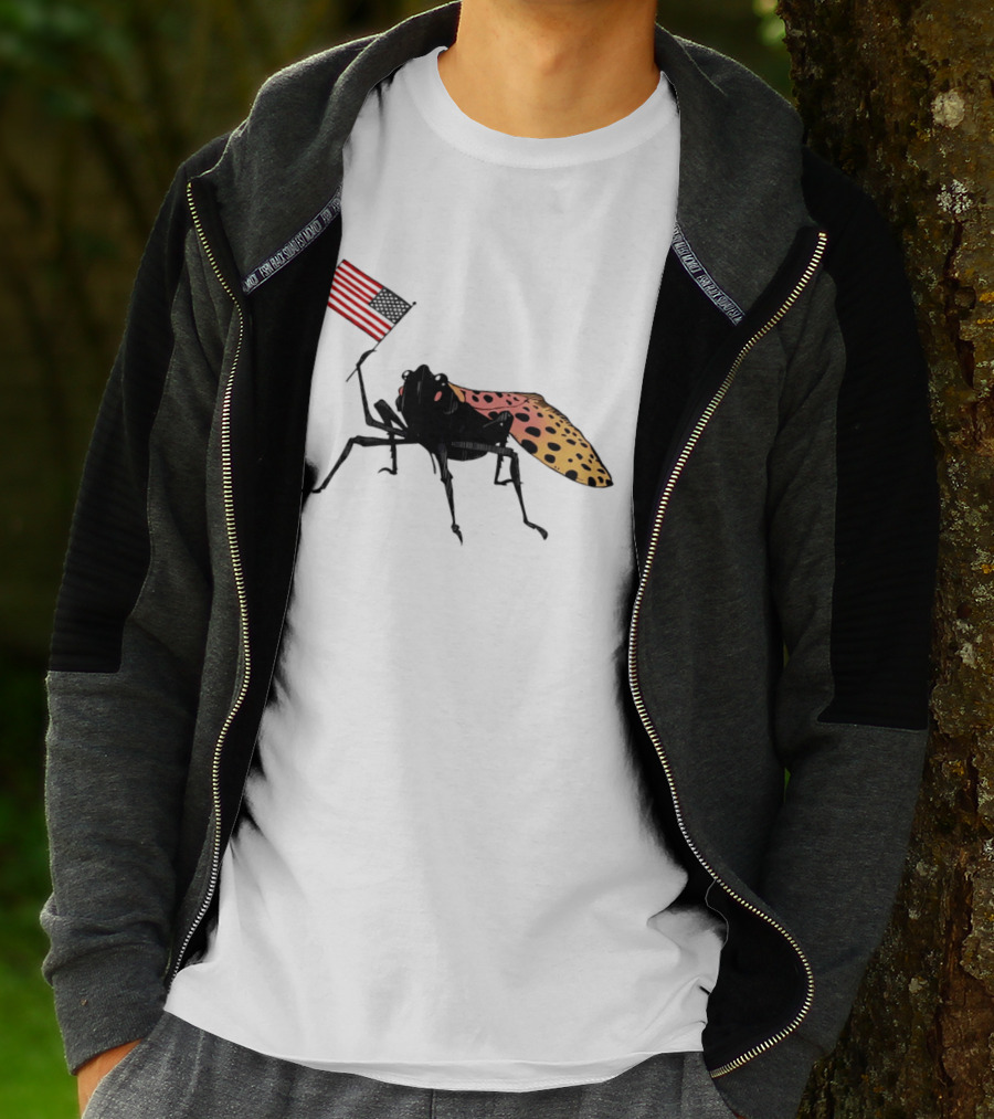 Spotted Lanternfly Holding USA Flag T-Shirt