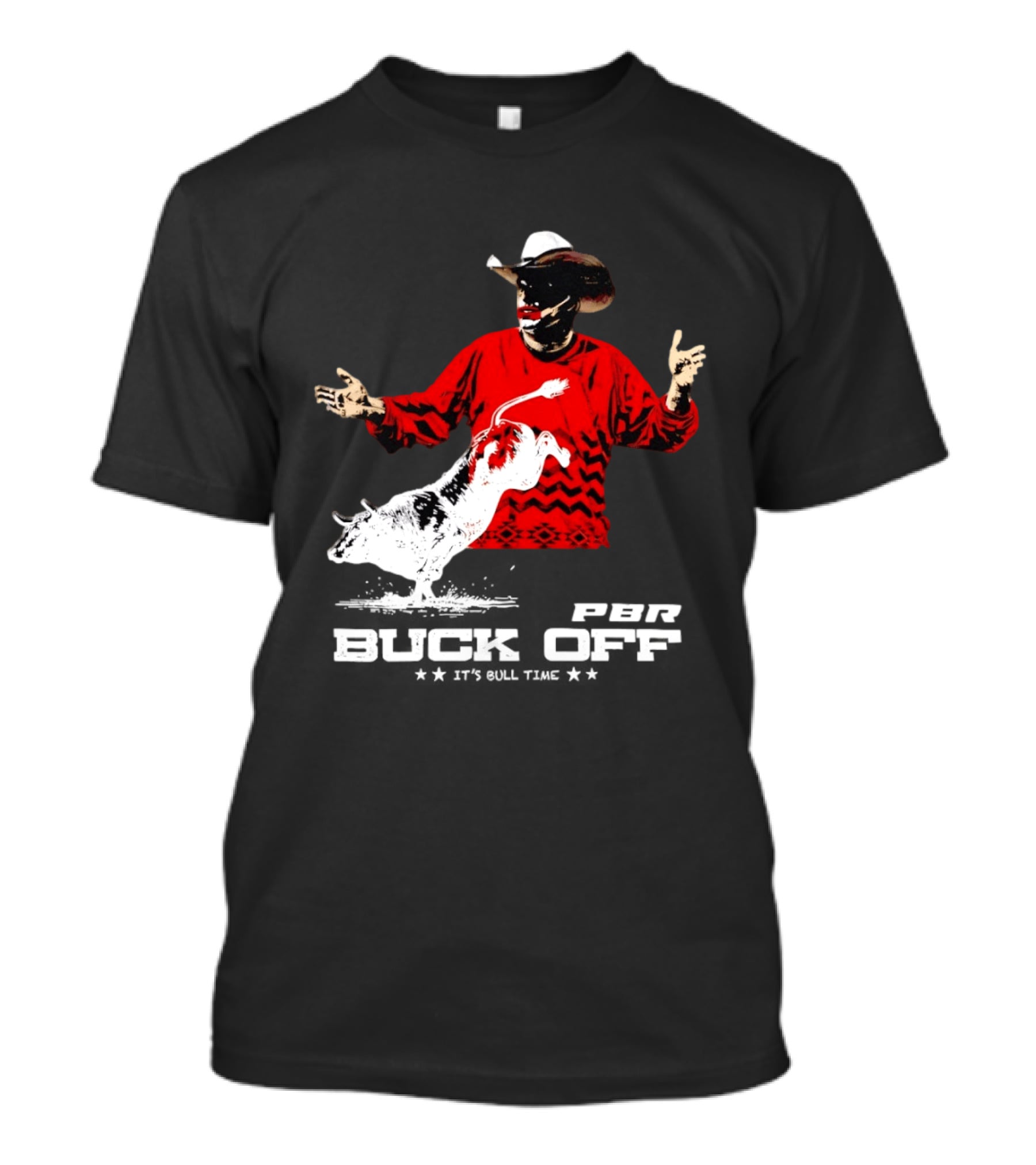 PBR Flint Buck Off It's Bull Time Cowboy Hat Bull Rider Red Sweater T-Shirt