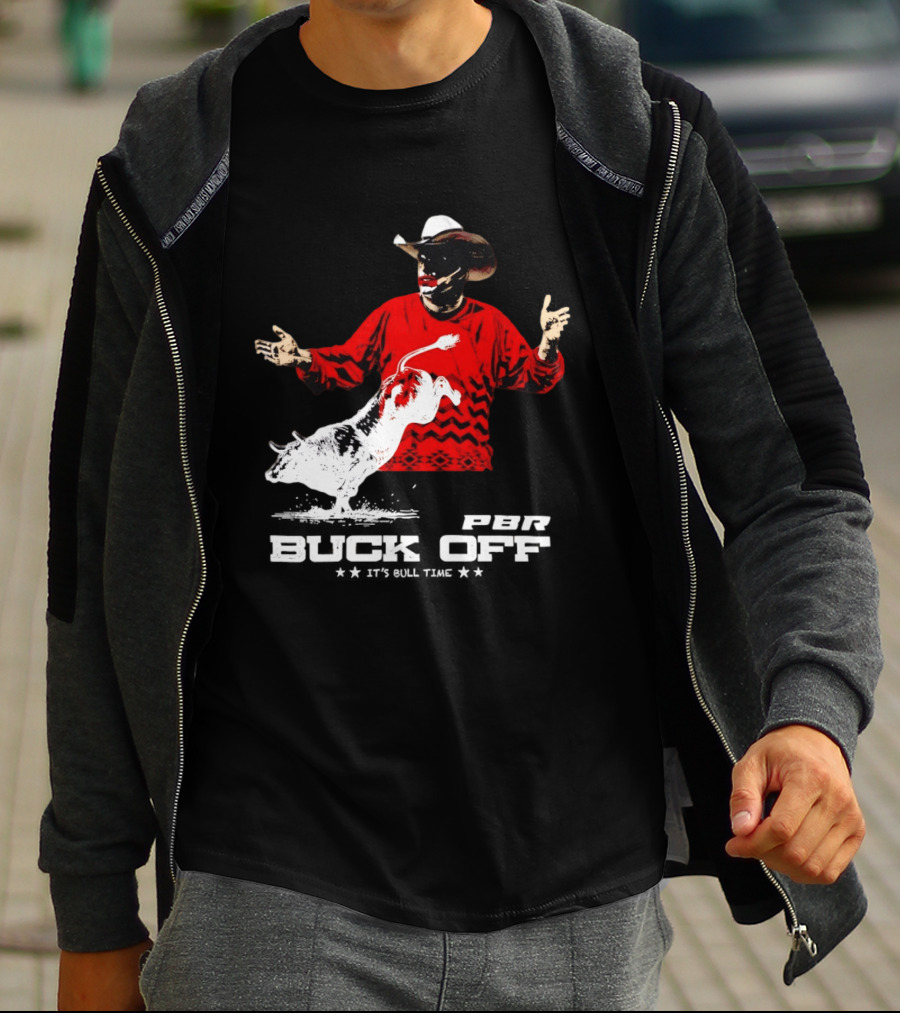 PBR Flint Buck Off It's Bull Time Cowboy Hat Bull Rider Red Sweater T-Shirt