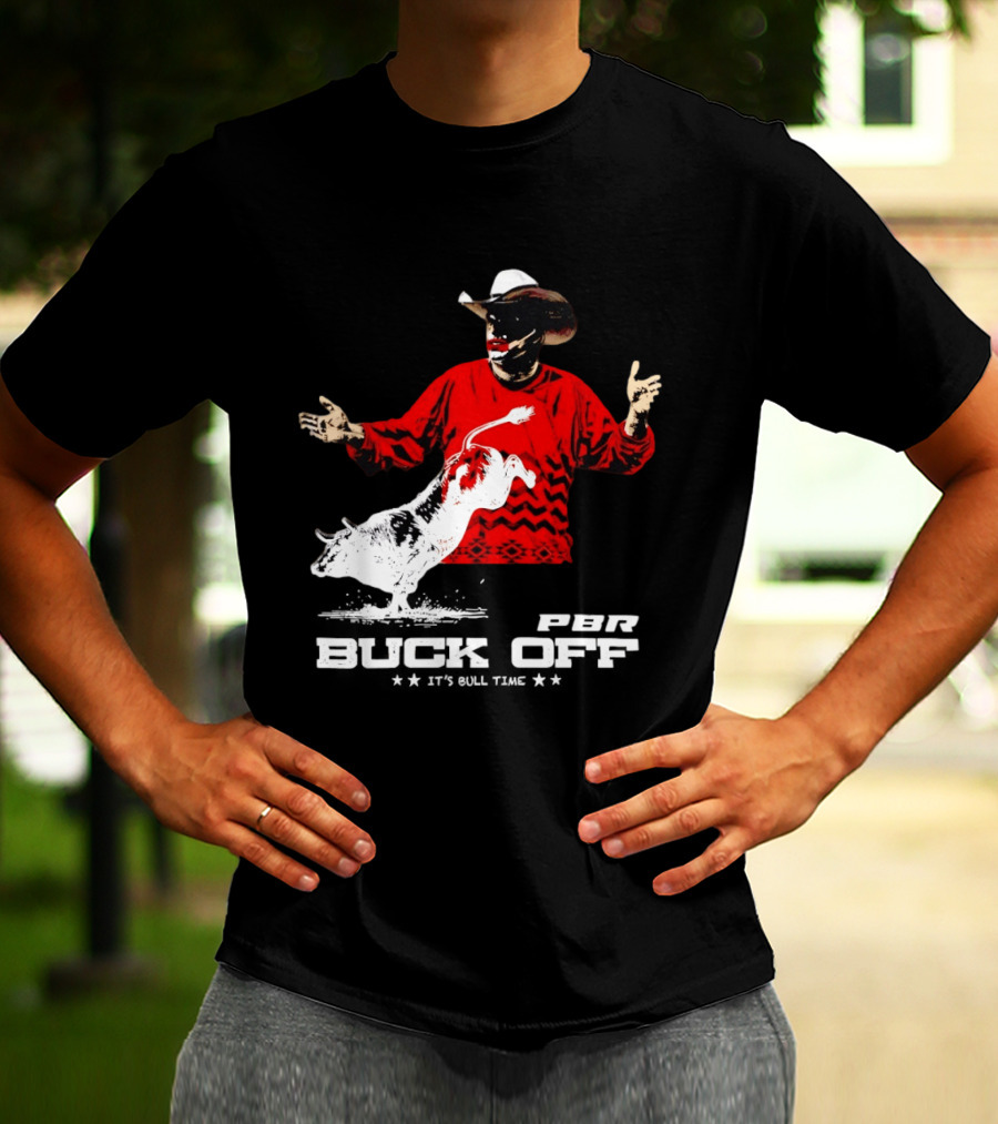 PBR Flint Buck Off It's Bull Time Cowboy Hat Bull Rider Red Sweater T-Shirt