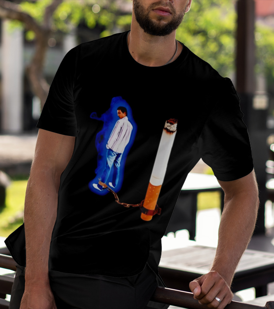 Man In Blue Jeans With Chains Connected To Burning Cigarette T-Shirt