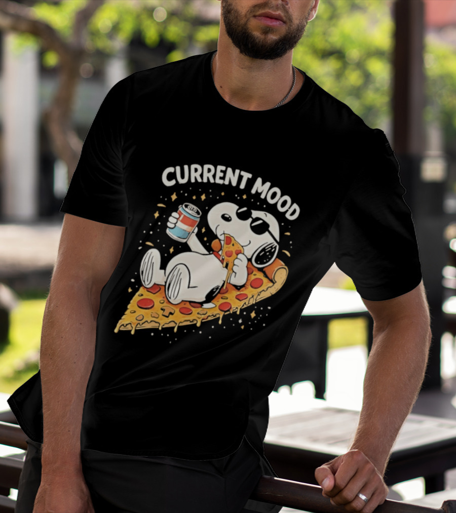 Current Mood Snoopy Relaxing Eating Pizza On A Slice T-Shirt