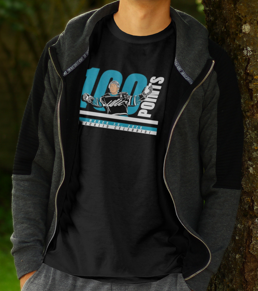 Macklin Celebrini 100 Points San Jose Sharks NHL March 30 2026 T-Shirt