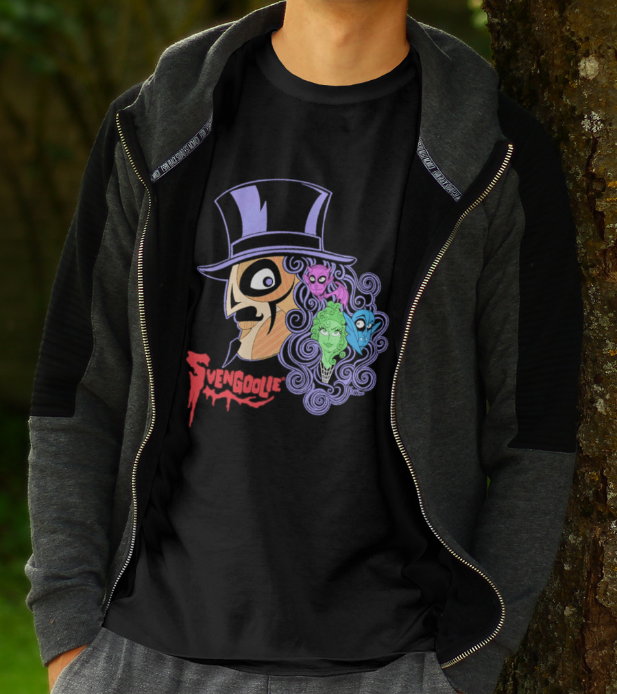Svengoolie Cartoon Ghoul Faces And Purple Top Hat T-Shirt