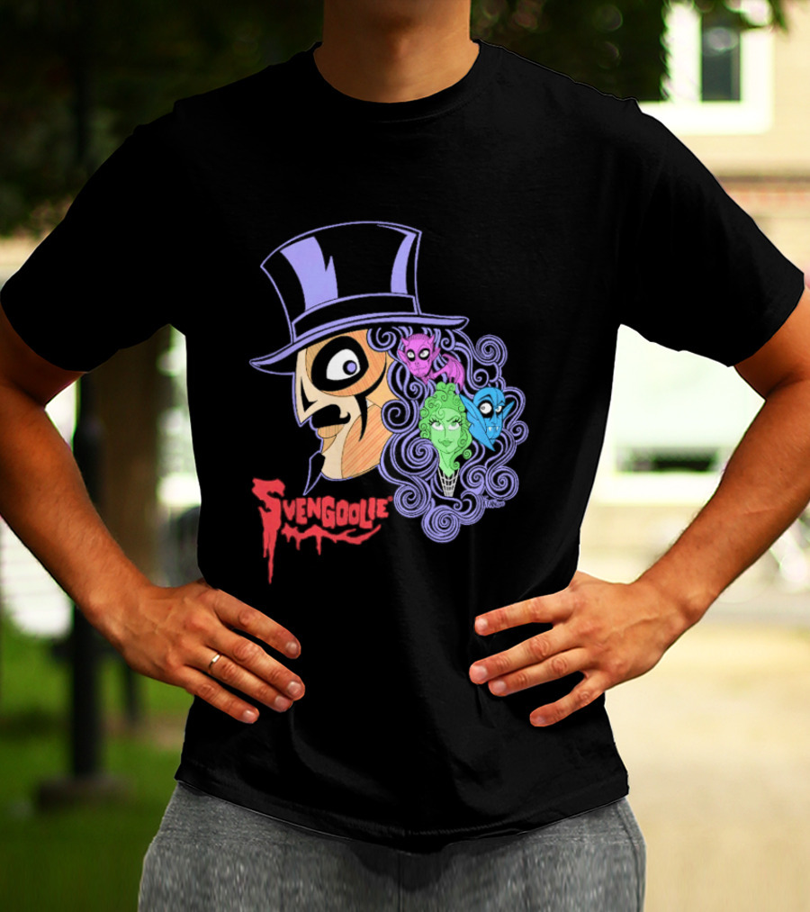 Svengoolie Cartoon Ghoul Faces And Purple Top Hat T-Shirt