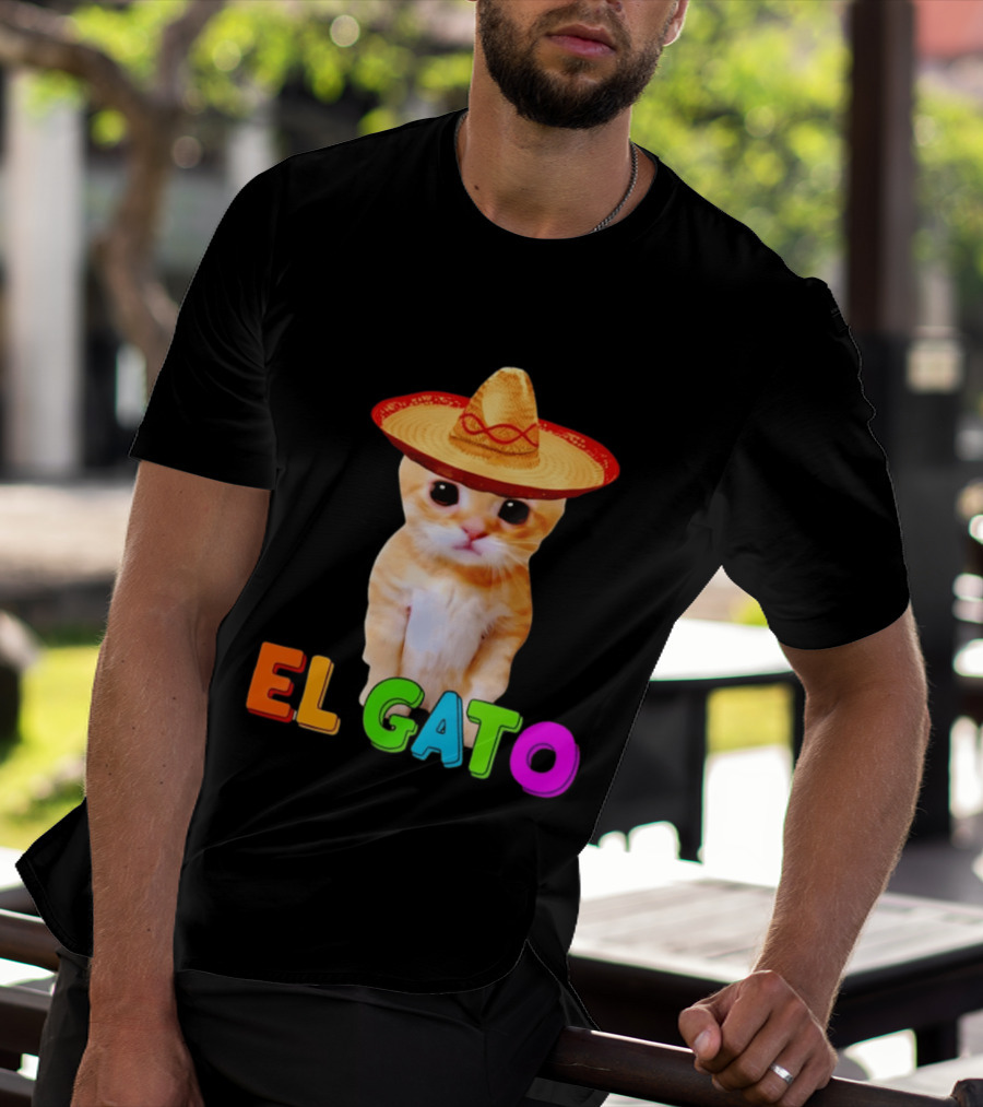 El Gato Cat Sombrero Hat Mexican Fiesta Fun Pet T-Shirt