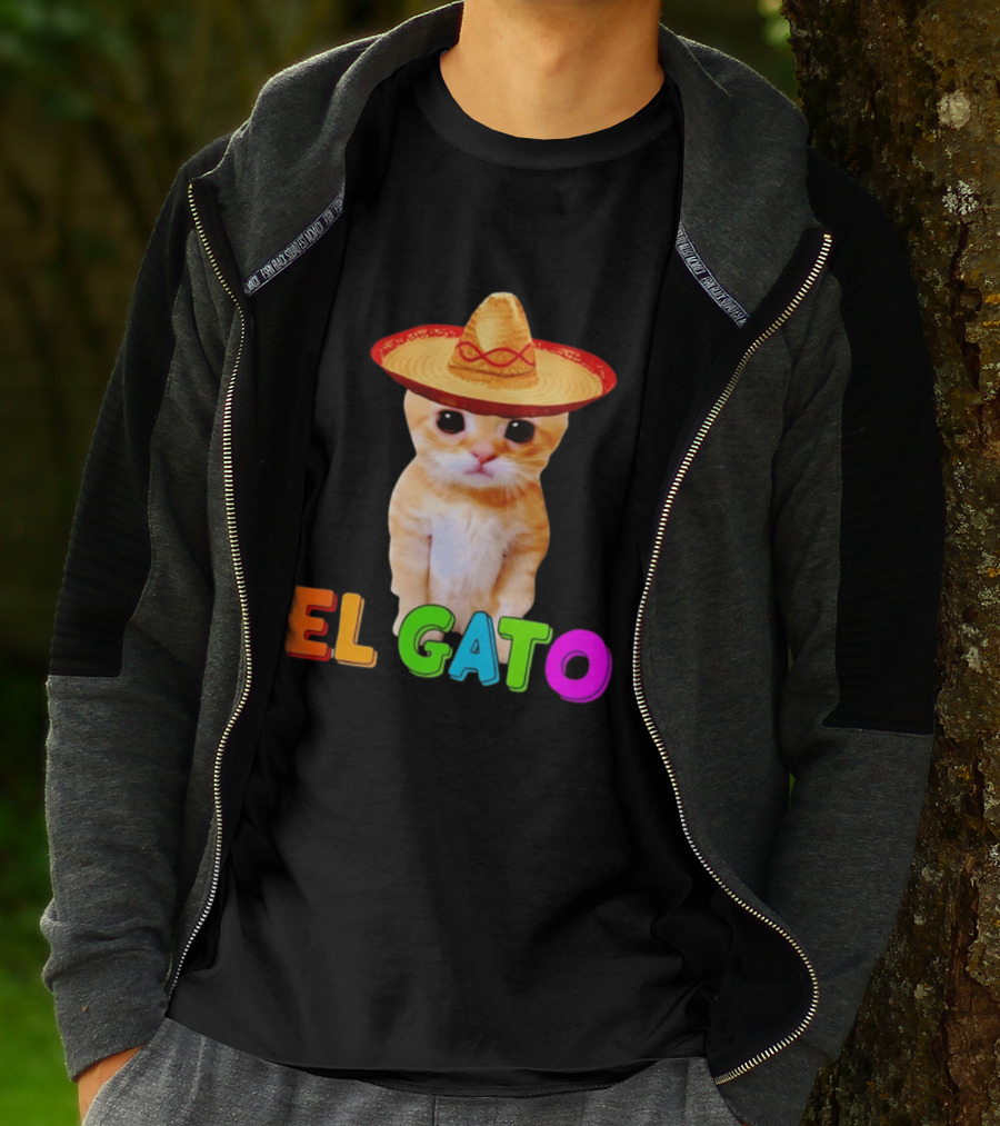 El Gato Cat Sombrero Hat Mexican Fiesta Fun Pet T-Shirt