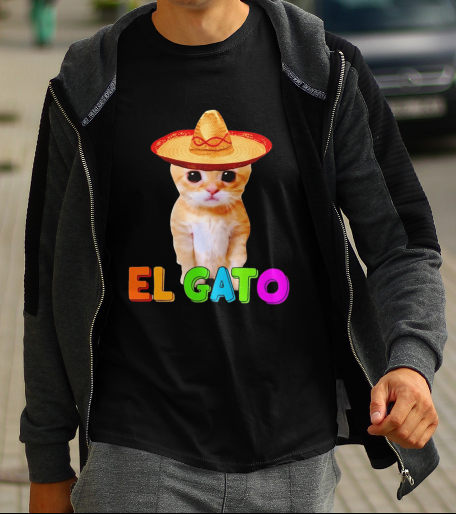 El Gato Cat Sombrero Hat Mexican Fiesta Fun Pet T-Shirt