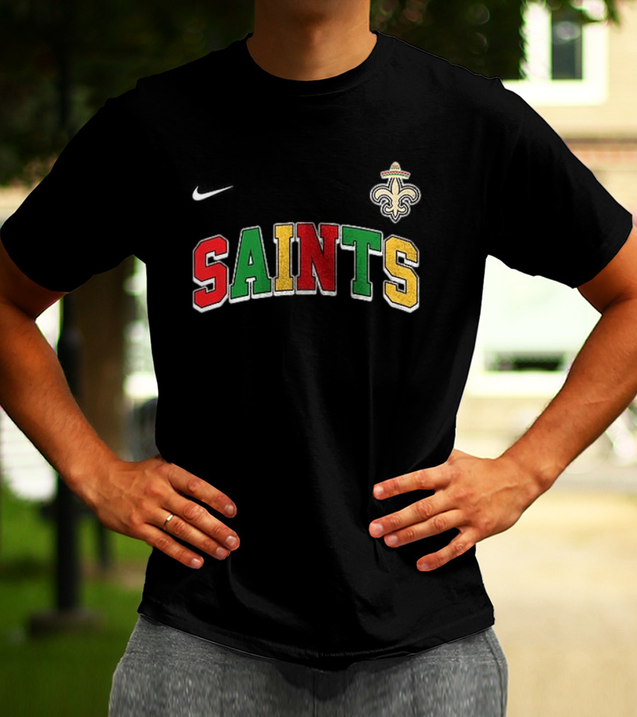 New Orleans Saints Cinco De Drinko Bitchachos Skeleton Fiesta Fleur De Lis Sombrero T-Shirt
