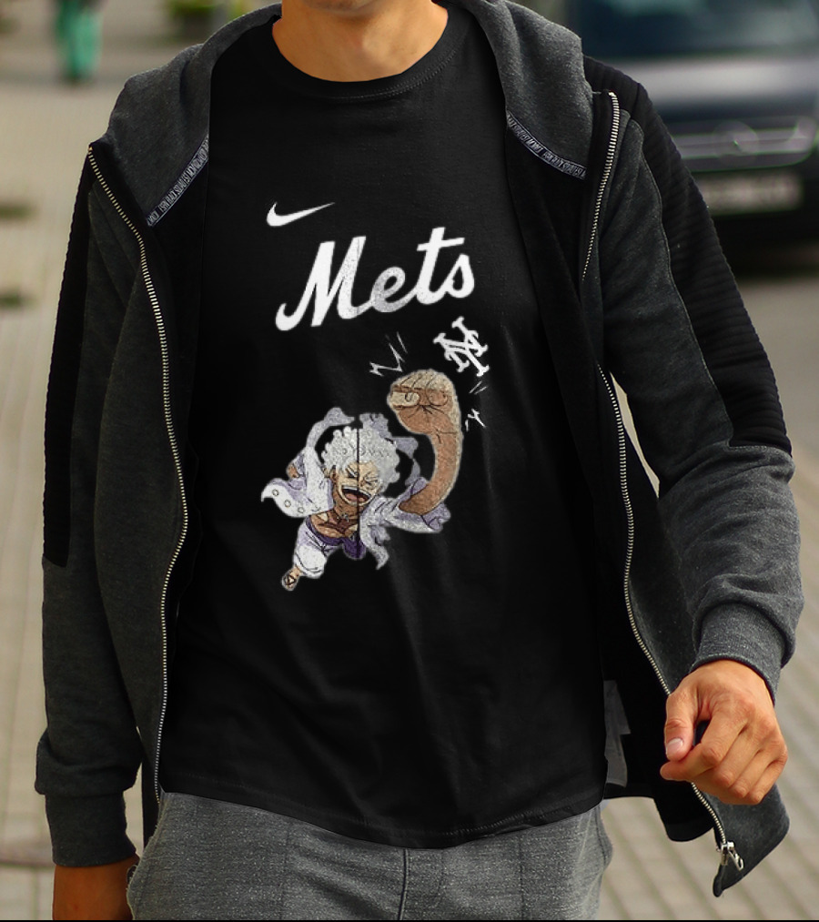 New York Mets X One Piece Luffy Nike Collaboration T-Shirt