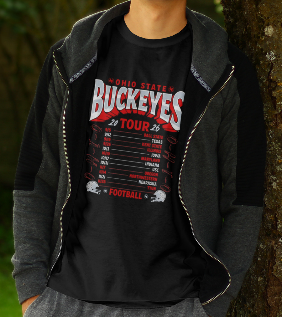 Ohio State Buckeyes 2026 Football Tour Schedule With Game Dates And Teams T-Shirt