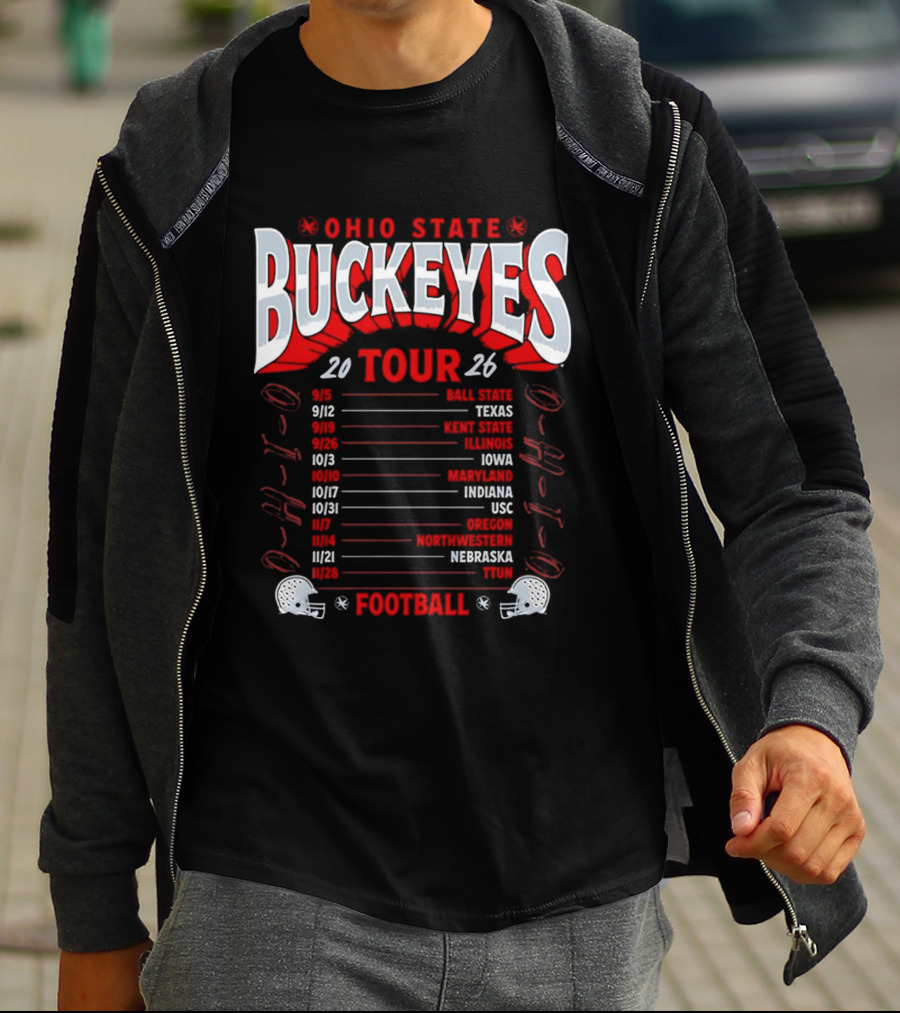 Ohio State Buckeyes 2026 Football Tour Schedule With Game Dates And Teams T-Shirt