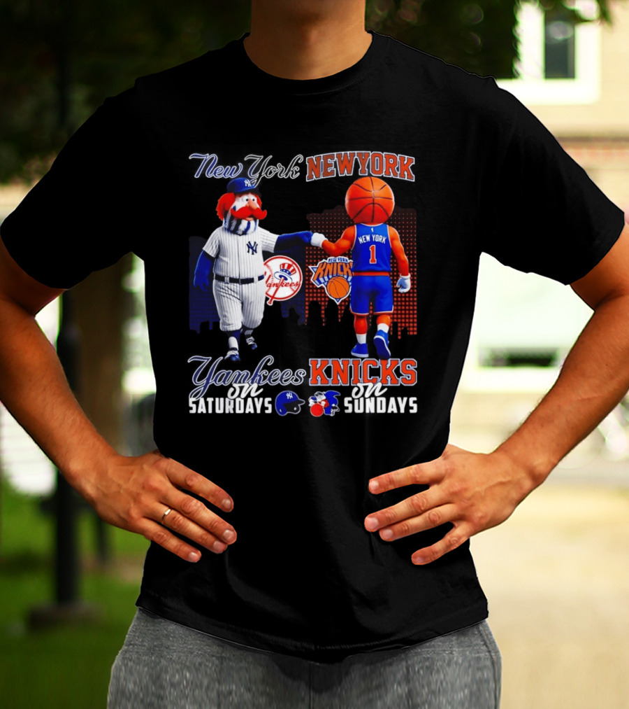 New York Yankees Saturdays Vs Knicks Sundays Yankees Knicks Mascots Baseball Basketball T-Shirt