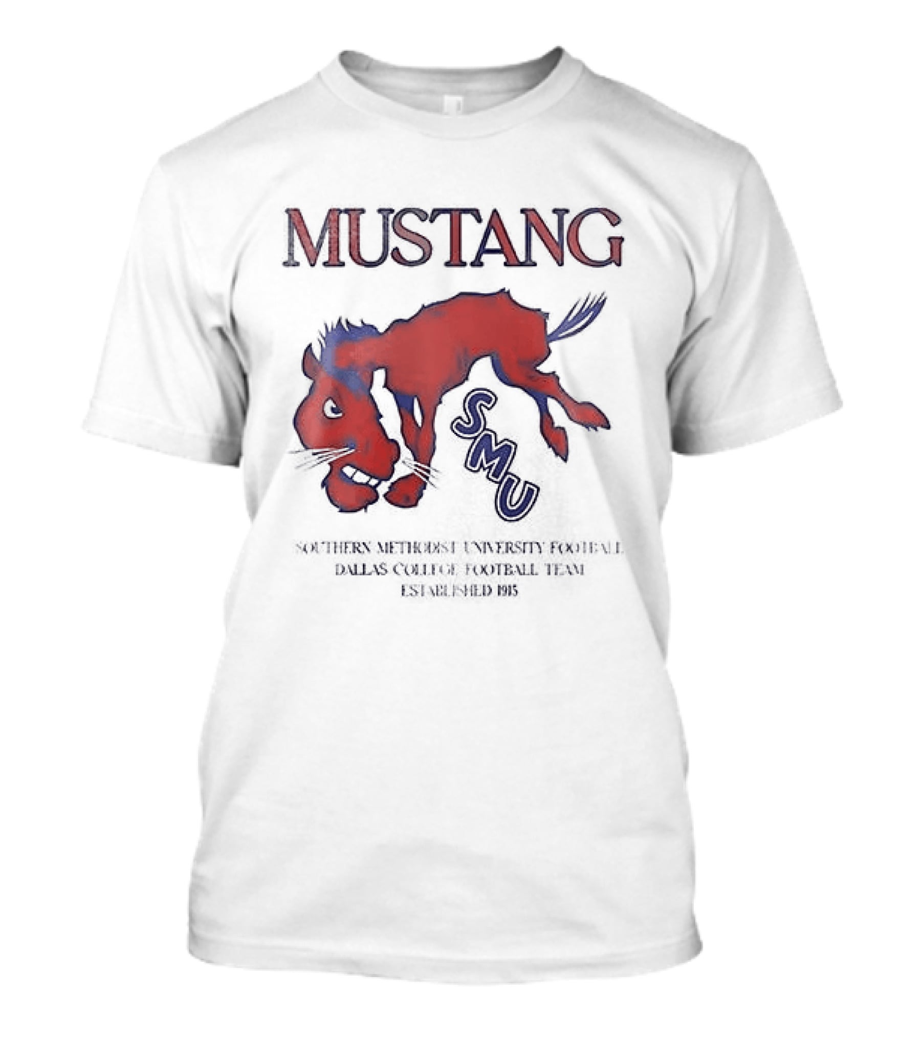 SMU Mustangs Southern Methodist University Red Blue Mustang T-Shirt