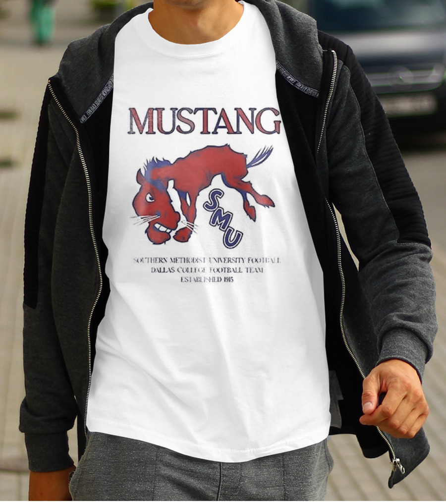 SMU Mustangs Southern Methodist University Red Blue Mustang T-Shirt