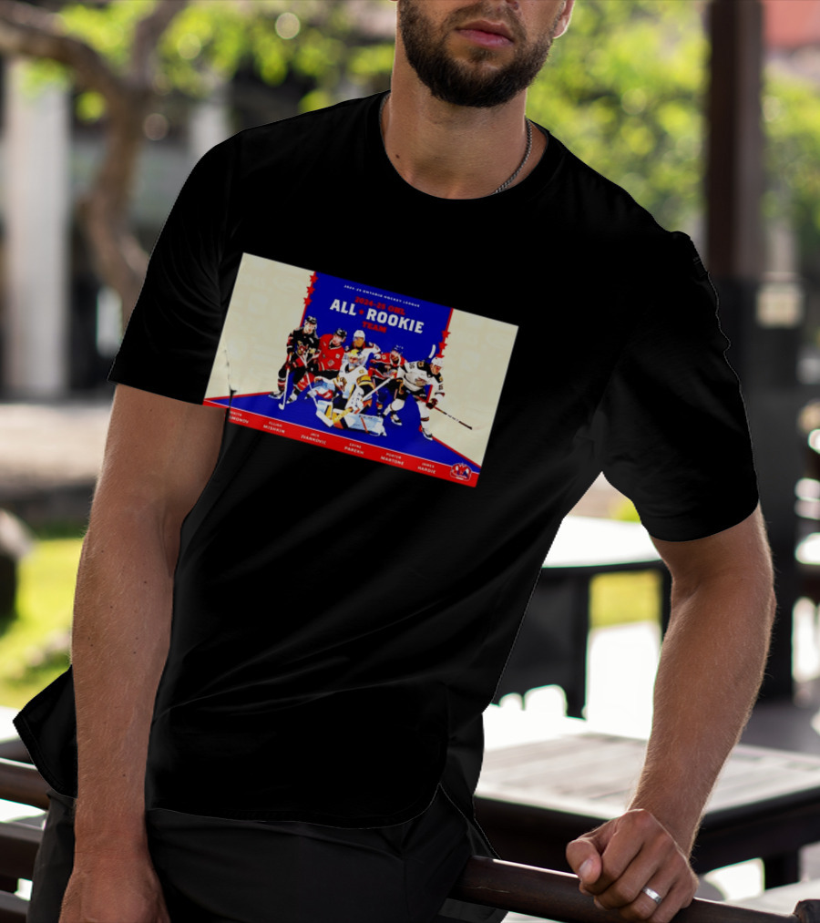 2024 25 OHL All Rookie Team Ontario Hockey League Nikita Artamonov Elijah Mishkin Jack Ivankovic Zayne Parekh Porter Martone James Hardie T-Shirt