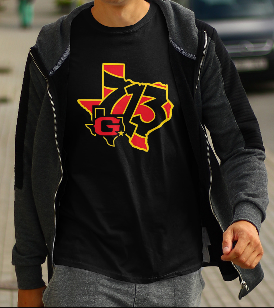 Houston Gamblers 713 Area Code Texas Map T-Shirt