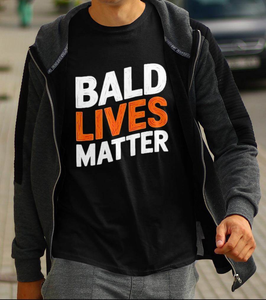 Bald Lives Matter Bold White And Orange T-Shirt