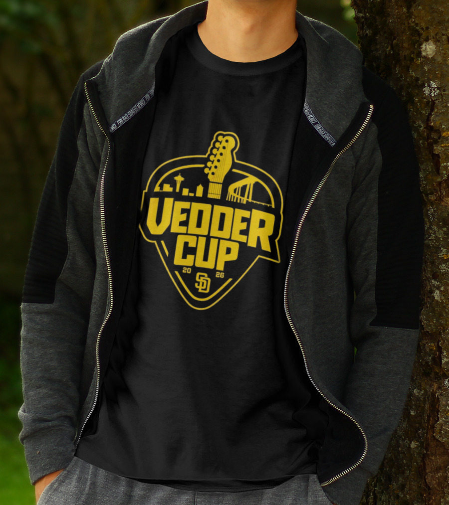 San Diego Padres 2026 Vedder Cup SD Baseball Event City Skyline Guitar T-Shirt