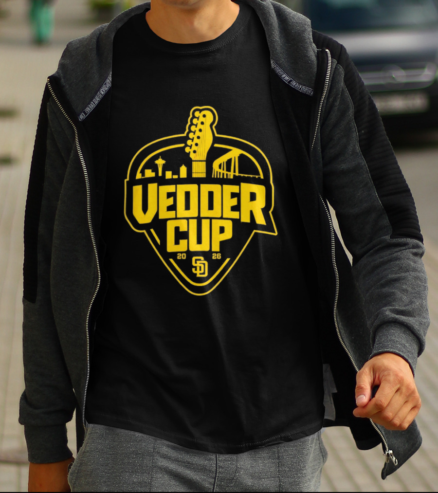 San Diego Padres 2026 Vedder Cup SD Baseball Event City Skyline Guitar T-Shirt