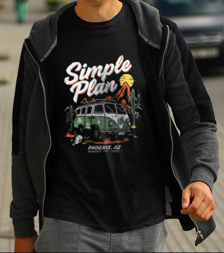 Simple Plan Bigger Than You Think Tour Vintage Van Scenic Desert Adventure T-Shirt
