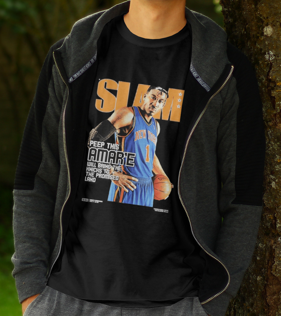 Slam Hardwood Classics Amare Stoudemire Peep This Amare Will Bring The Knicks To The Promised Land New York Knicks T-Shirt