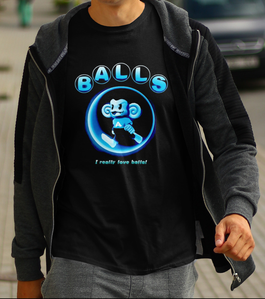 Super Monkey Ball I Really Love Balls A Blue Monkey T-Shirt