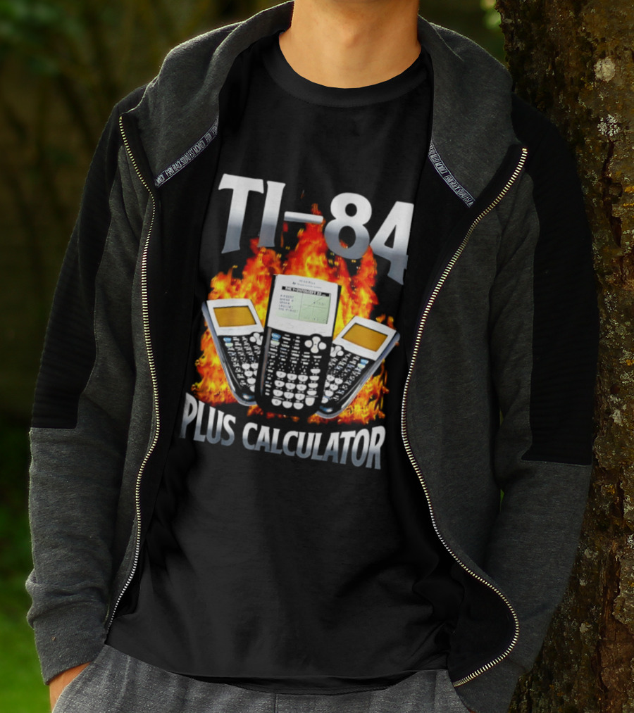 Texas Instruments TI 84 Plus Calculator Fire Flames T-Shirt