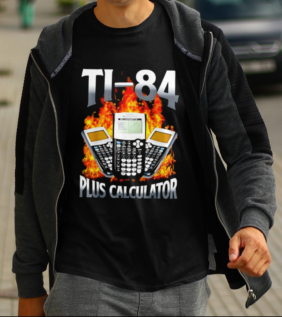 Texas Instruments TI 84 Plus Calculator Fire Flames T-Shirt