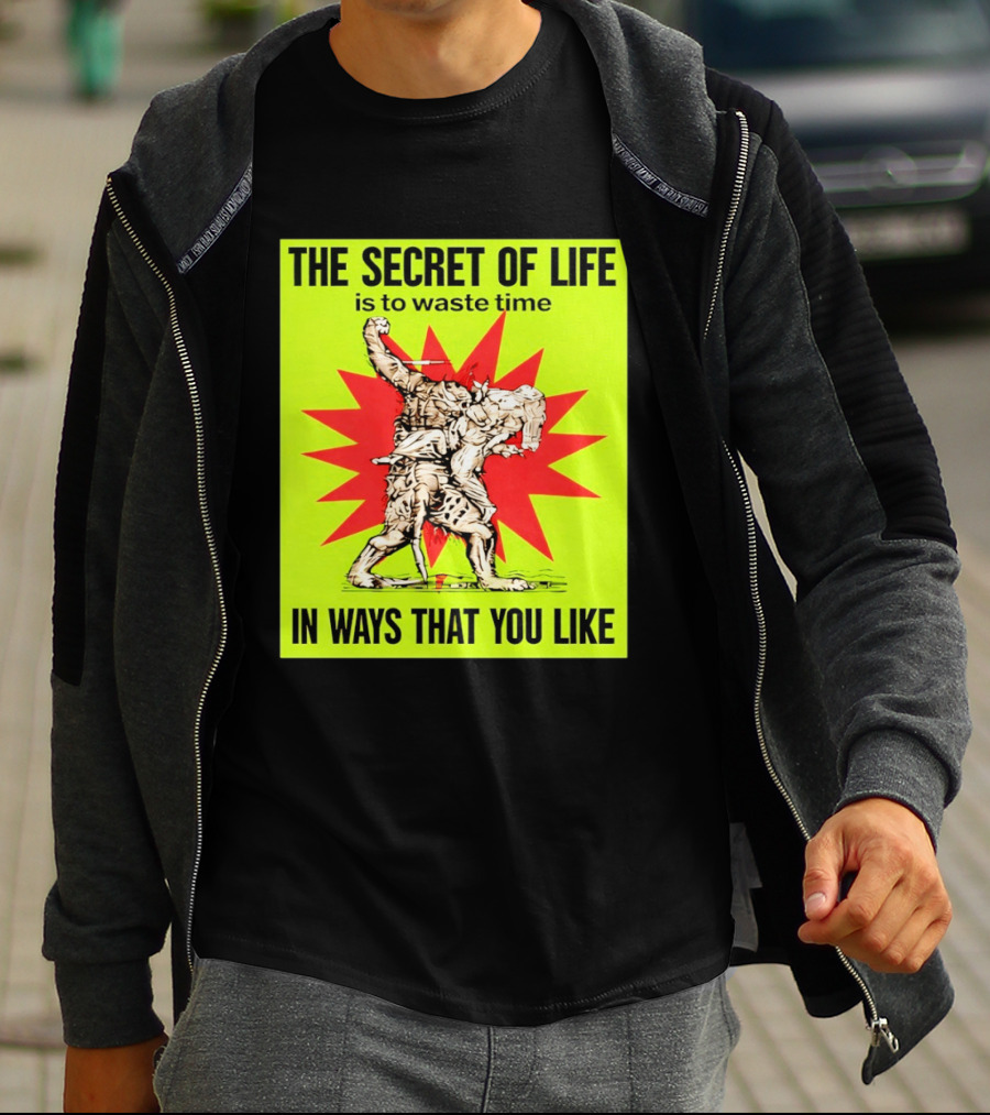 The Secret Of Life Is To Waste Time In Ways That You Like Comic Style Red Burst T-Shirt