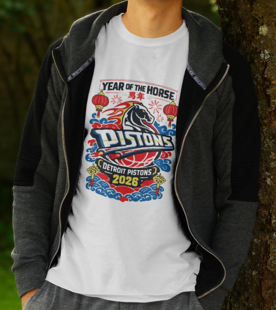 Detroit Pistons 2026 Year Of The Horse Chinese New Year Lanterns T-Shirt