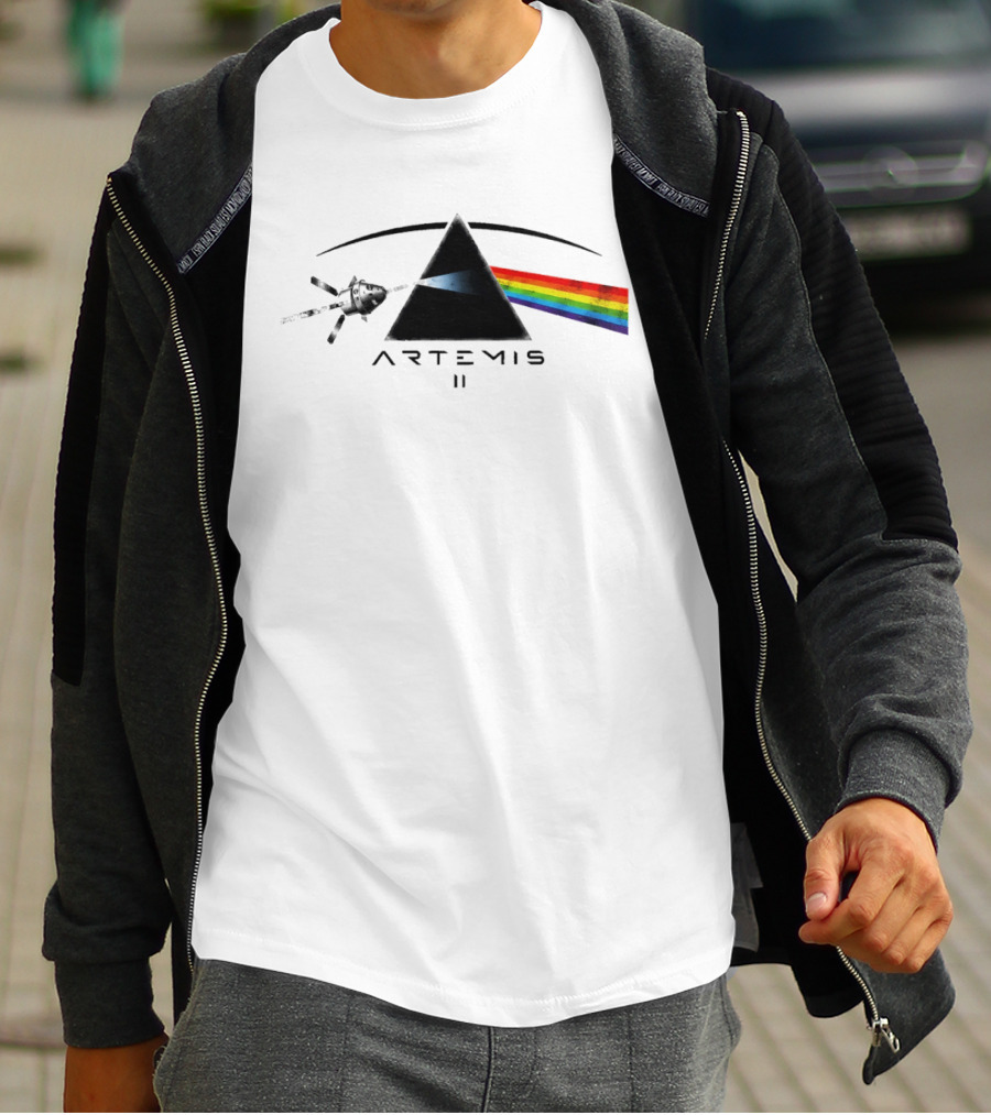 Artemis II Orion Space Program Dark Side Rainbow Triangle T-Shirt