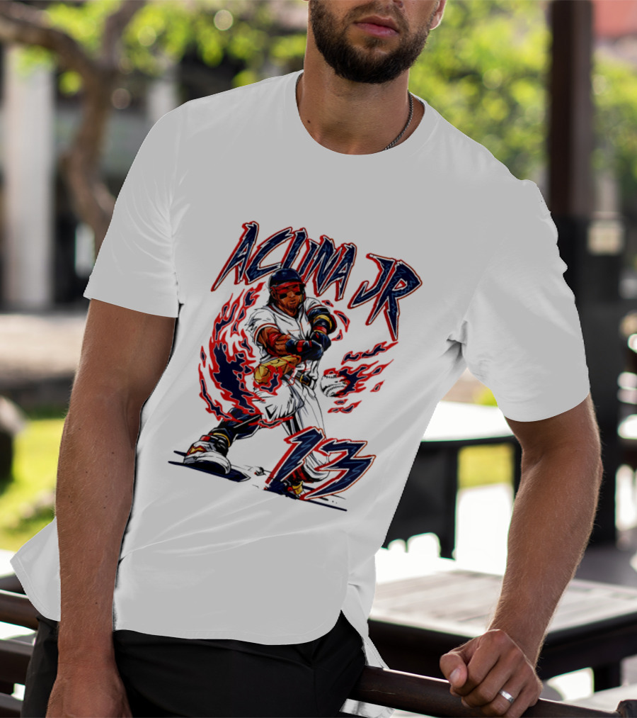 Ronald Acuna Jr Atlanta Braves 13 Hand Drawn Baseball T-Shirt