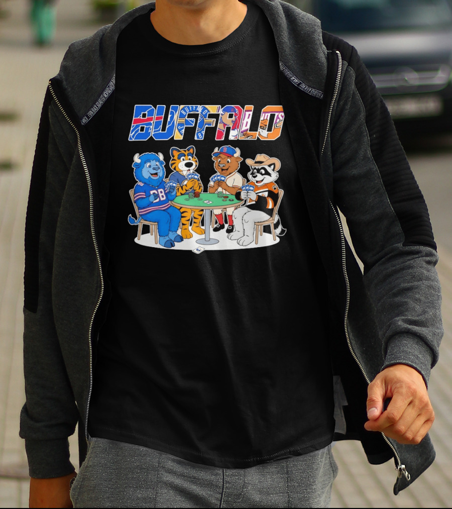 Buffalo Bisons Sabres Bills Rocket City Trash Pandas Playing Card Characters T-Shirt