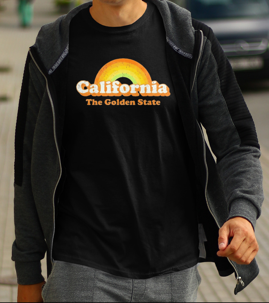 California The Golden State Retro Rainbow T-Shirt