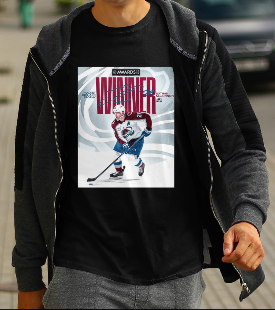NHL 2026 Awards Rocket Richard Trophy Nathan MacKinnon Winner T-Shirt