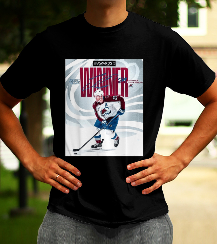 NHL 2026 Awards Rocket Richard Trophy Nathan MacKinnon Winner T-Shirt