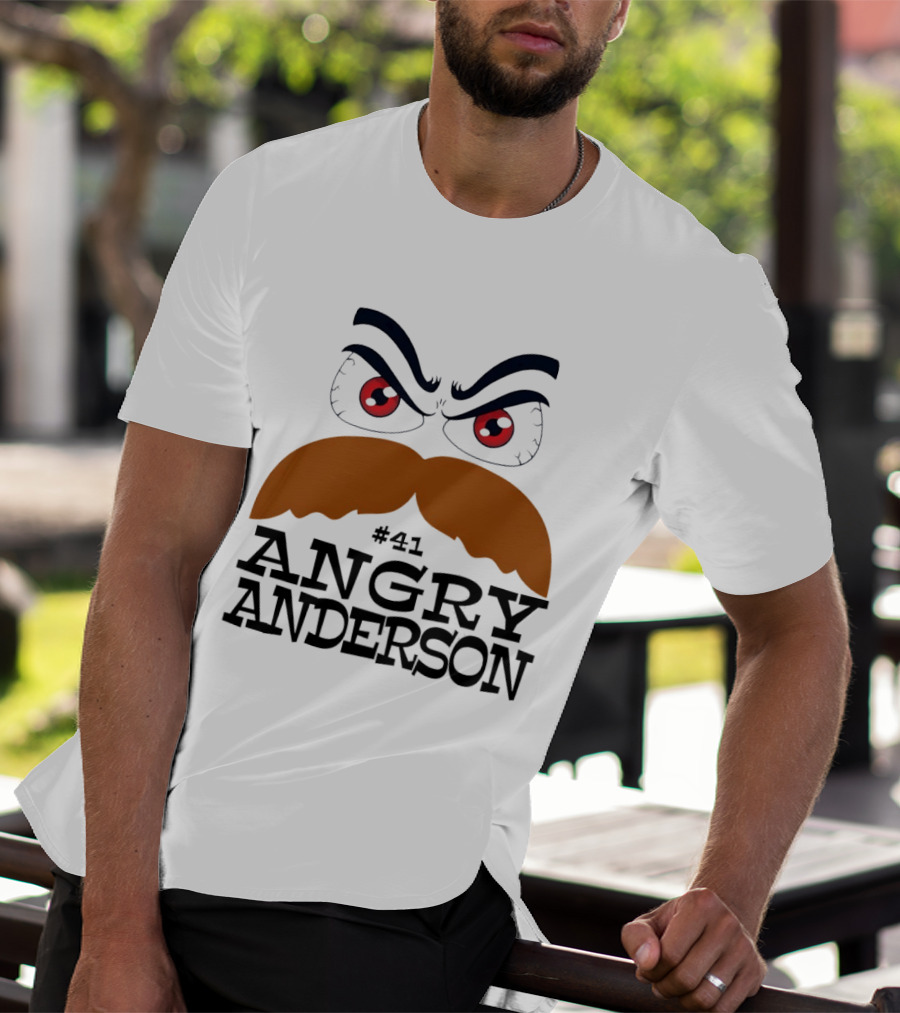 Angry Anderson #41 Big Face Brown Mustache Red Eyes T-Shirt