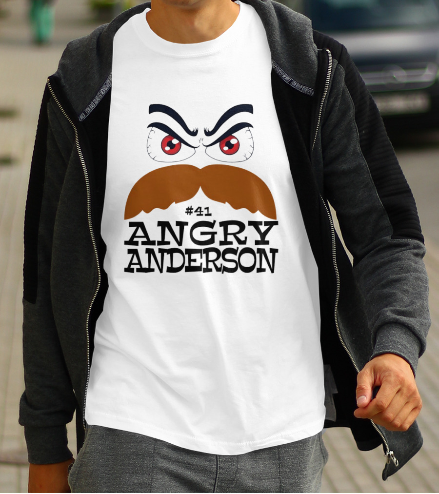 Angry Anderson #41 Big Face Brown Mustache Red Eyes T-Shirt