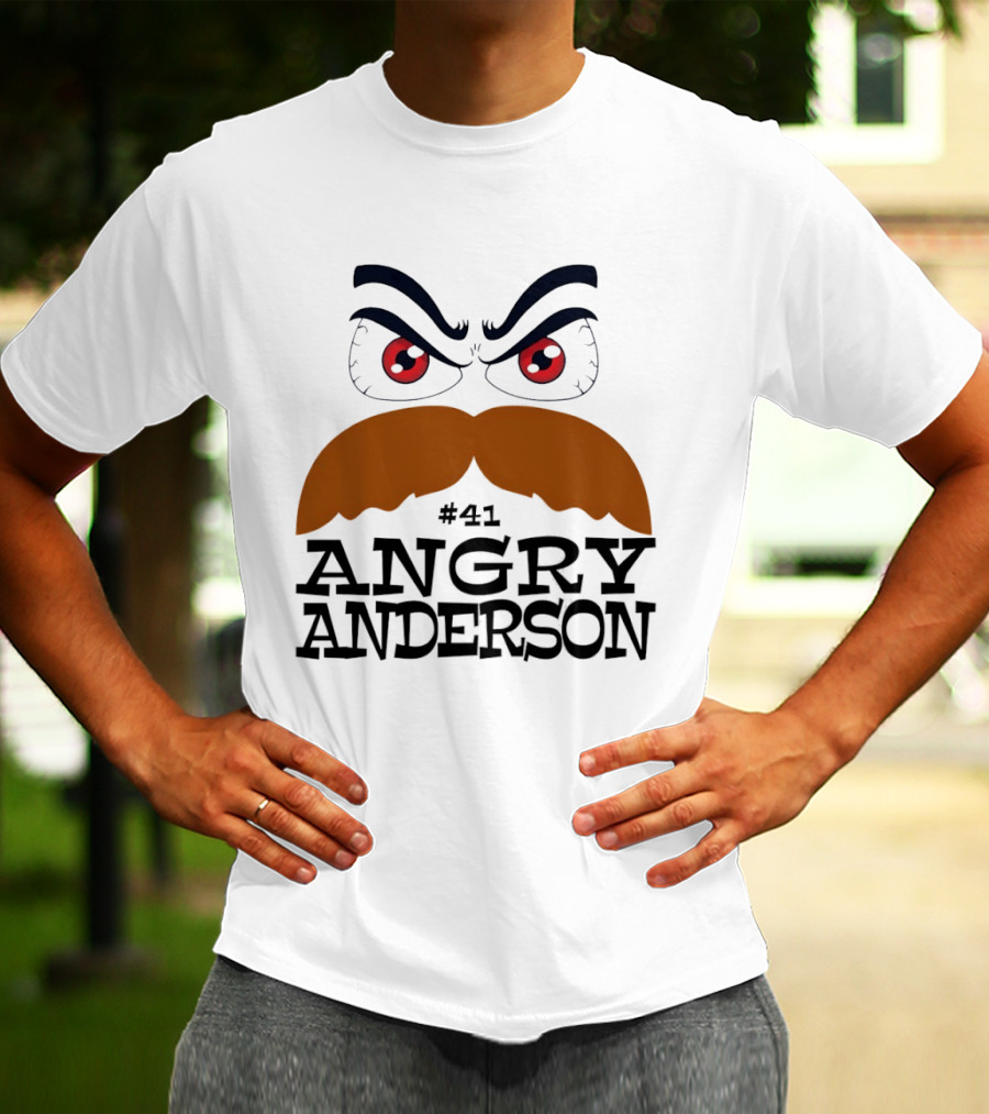 Angry Anderson #41 Big Face Brown Mustache Red Eyes T-Shirt